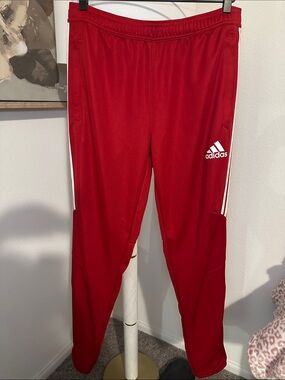adidas Red Joggers with White Stripes